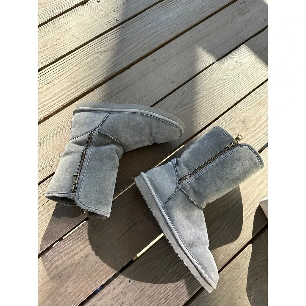 LAMO Suede Boots Winter‎ Gray Leather Faux Fur Lined Women's Size 9
